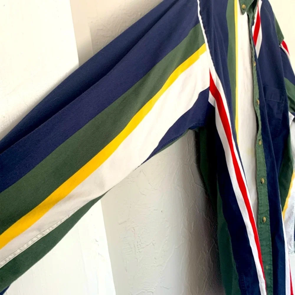 MENS VINTAGE 90’S COLOR BLOCKED NAUTICA BUTTON UP LONGSLEEVE SHIRT SIZE MEDIUM - Picture 3 of 6